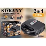 Sokany 3 In 1 Sandwich Maker & Toaster 750W SK-902