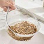 Acrylic Perforated Wash Rice with Handle Strainer Sieve Washing Bowl For Rice, Fruits & Vegetables.