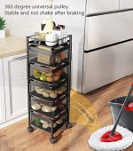 5 Tier Rotating Metallic Kitchen Organizer | Vegetable Storage Rack - Image 3