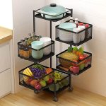 5 Tier Rotating Metallic Kitchen Organizer | Vegetable Storage Rack - Image 4
