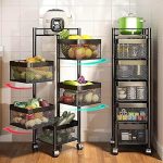 5 Tier Rotating Metallic Kitchen Organizer | Vegetable Storage Rack - Image 2