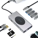 TYPE-C TO HDTV MULTI HUB WITH WIRELESS MOBILE CHARGER 13 IN1