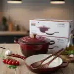 3-Piece Enamel Cast Iron Cooking Pot Set with Skillet